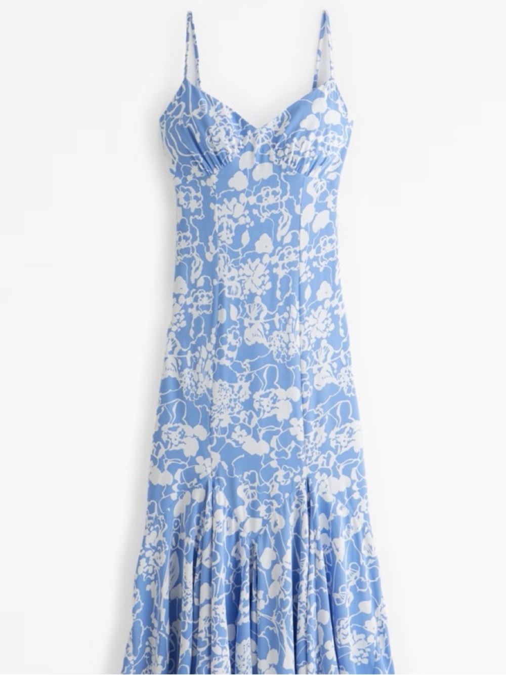 Abercrombie & Fitch Light Blue and White Floral Slip Maxi Mermaid Dress